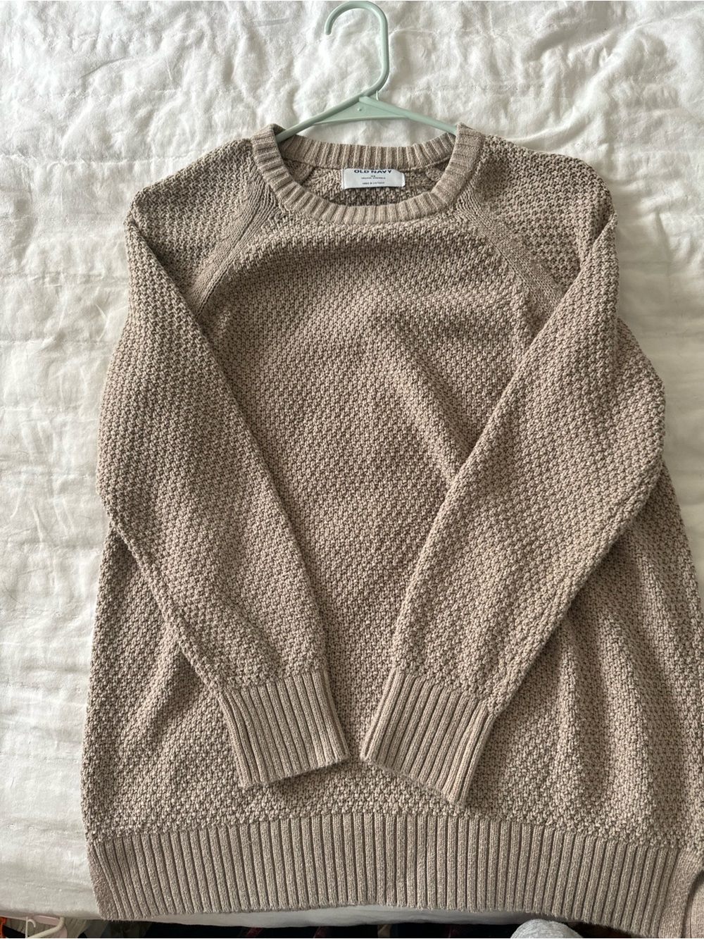 Textured Knit Sweater in Light Taupe